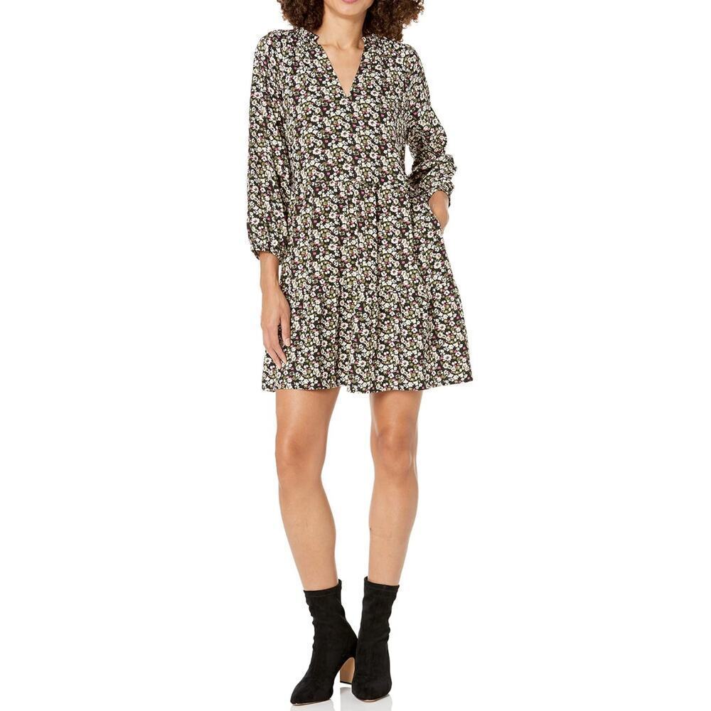 The Drop Women's @Caralynmirand Ruffle-Neck Tiered Mini Dress Small